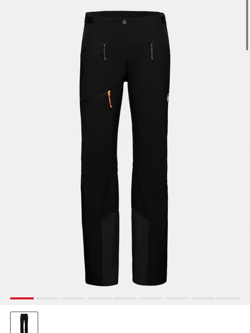 Mammut Women's Black Straight-Leg Softshell Pants with Orange Accent